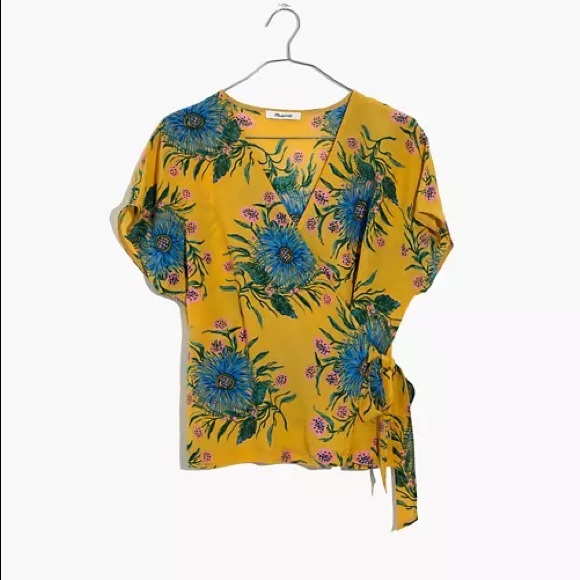 Madewell Silk Side-Tie Wrap Top - Picture 4 of 9